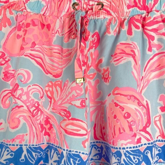 Lilly Pulitzer Katia Shorts Seasalt Blue Pink Shell We Dance Women's XS Rayon - Picture 3 of 8
